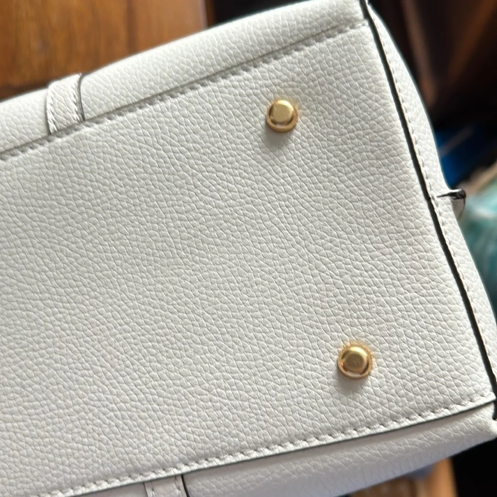 Tory Burch Cream Leather Tote with Gold Charm - Picture 12 of 12